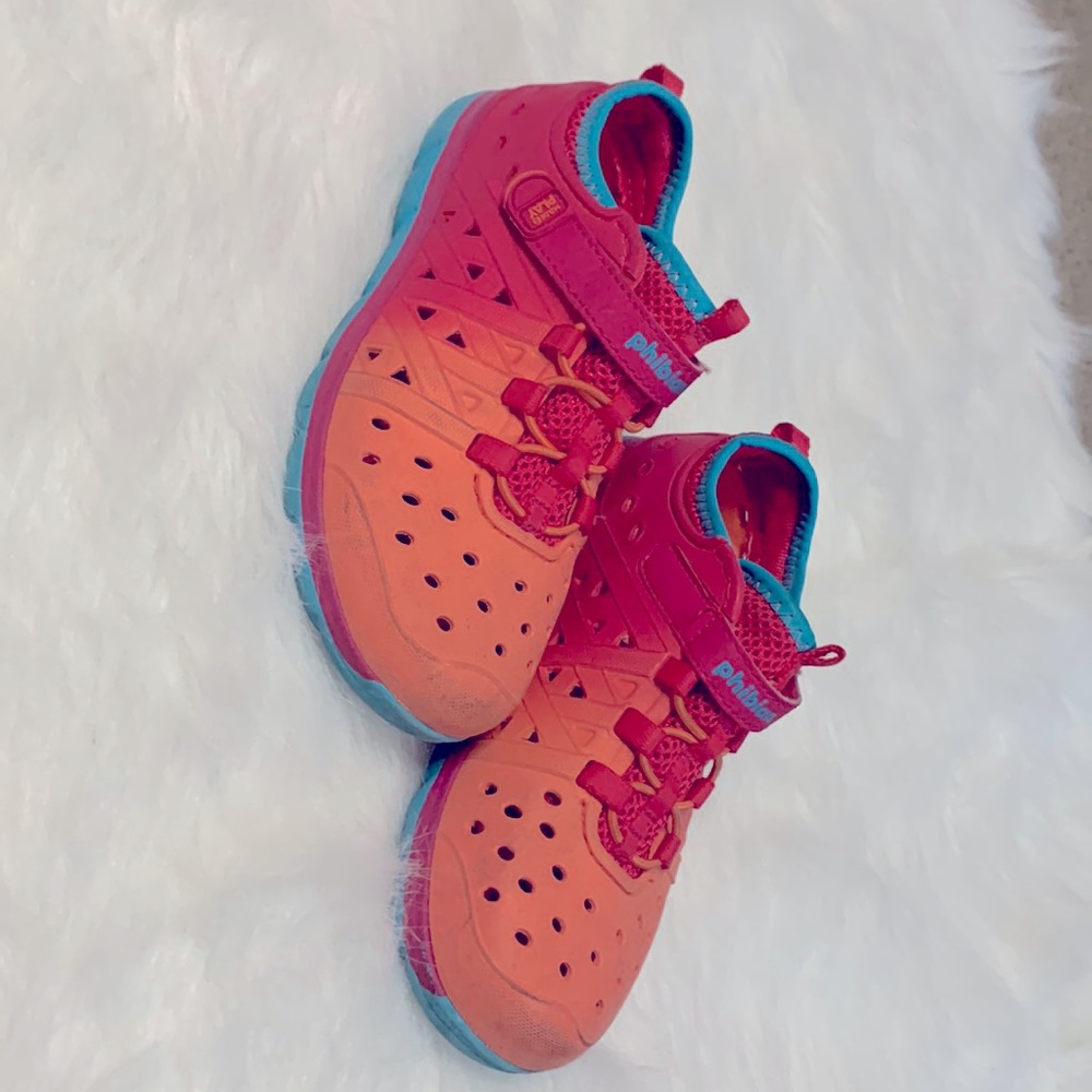 Coral, Pink, and Blue kids water proof shoes